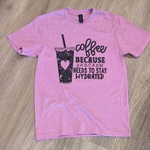 Purple Graphic T-Shirt with Coffee Design Handmade